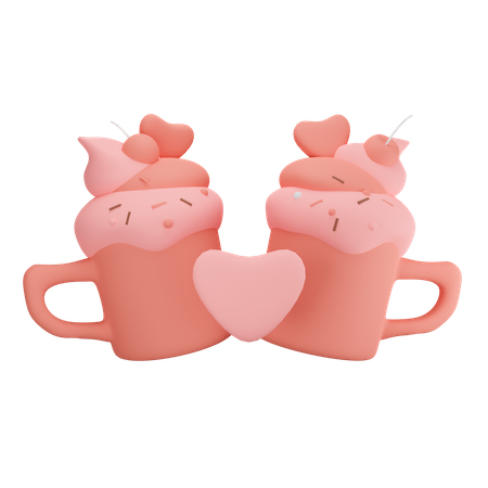 Valentine Mug With Ice Cream  3D Illustration