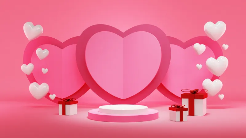 Valentine Ornament Podium  3D Illustration