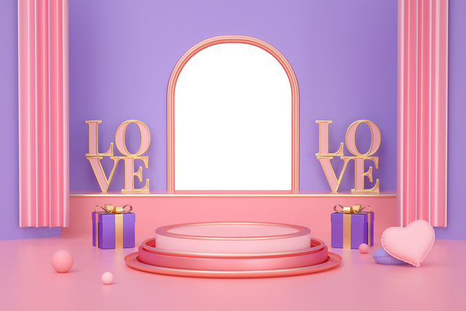 Valentine podium  3D Illustration