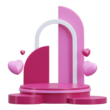 Valentine Podium  3D Illustration