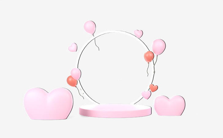 Valentine Podium  3D Illustration