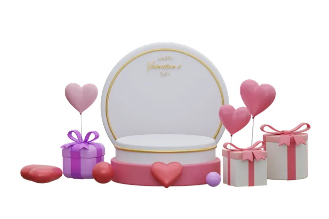 Valentine Podium  3D Illustration