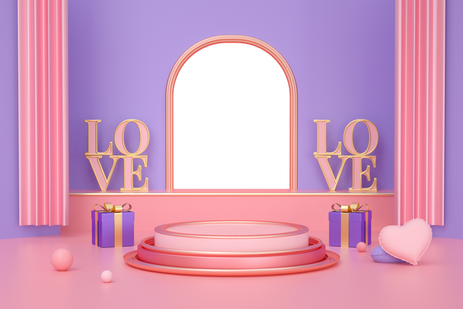 Valentine podium 3D Illustration