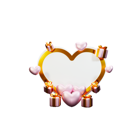 Valentine podium with balloon  3D Illustration