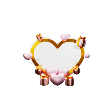 Valentine podium with balloon  3D Illustration