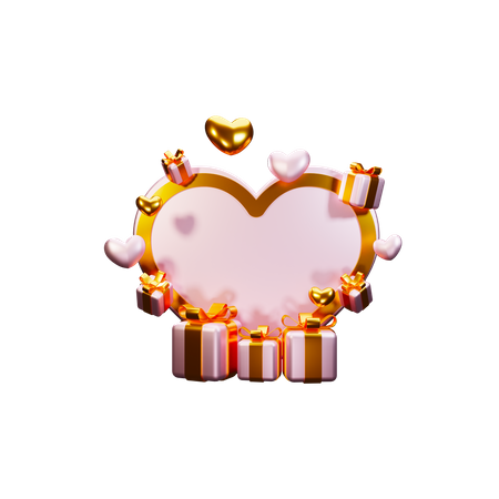 Valentine Podium with gifts 3D Illustration
