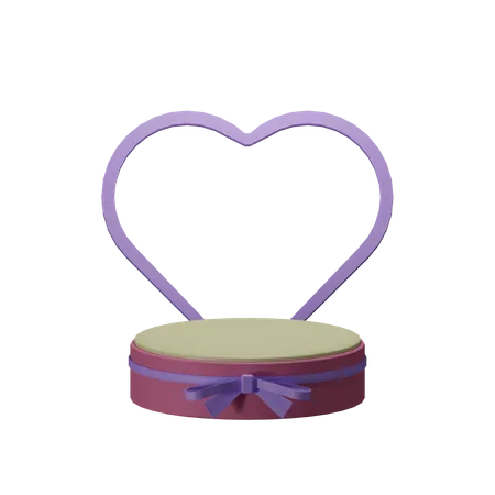 Valentine podium with heart  3D Illustration