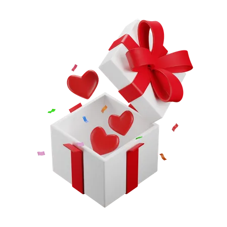 Gift And Love 3 D Illustrations Red White Style 3D Icon