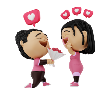 Valentine Proposal  3D Illustration