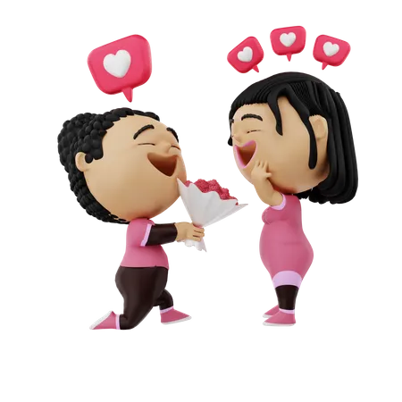 Valentine Proposal  3D Illustration