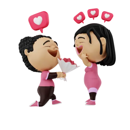 Valentine Proposal 3D Illustration