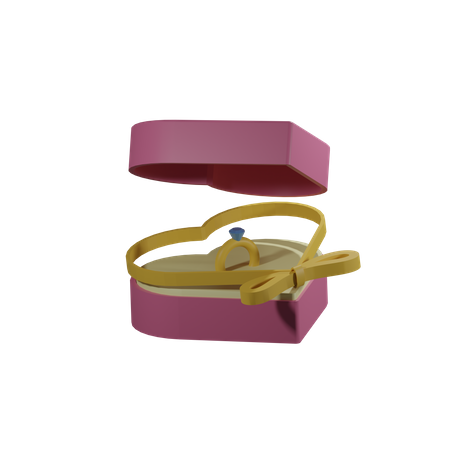 Valentine ring box  3D Illustration