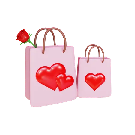 3 D Render Valentine Shopping 3D Icon