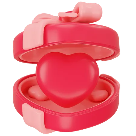 Open Heart Shaped Gift Box With Flying Hearts 3 D Icon Rendering 3D Icon