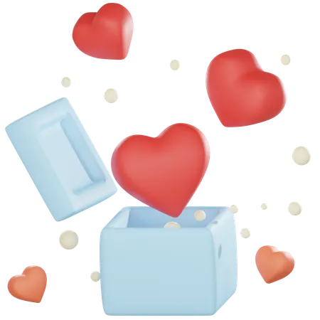 Gift Box With Heart On Valentine Concept 3D Icon