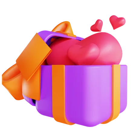 3 D Illustration Gift Box And Love Icon Suitable For Valentines Day 3D Illustration