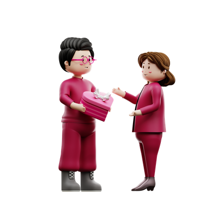 Valentine surprise gift  3D Illustration