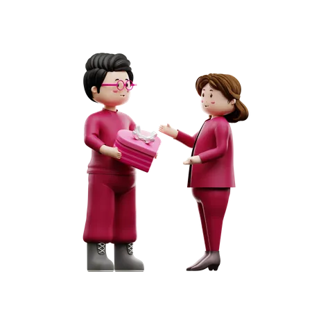 Valentine surprise gift  3D Illustration