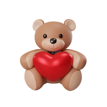 Valentine Teddy  3D Illustration