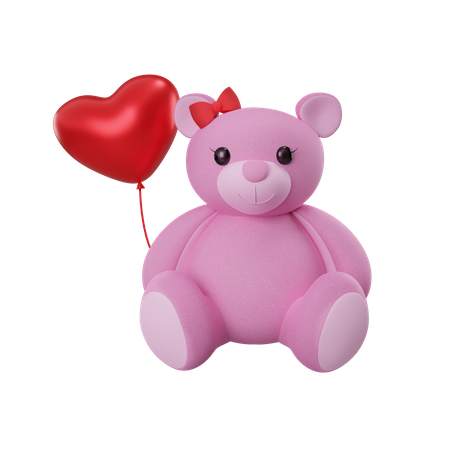 Valentine Teddy  3D Illustration