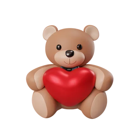Valentine Teddy 3D Illustration