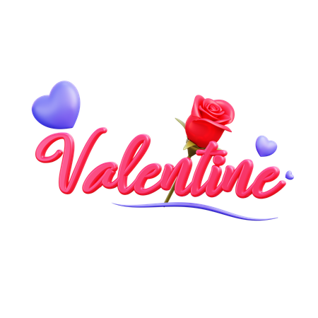 Valentine text 3D Illustration