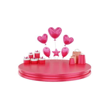 Valentines Day Podium 3D Illustration