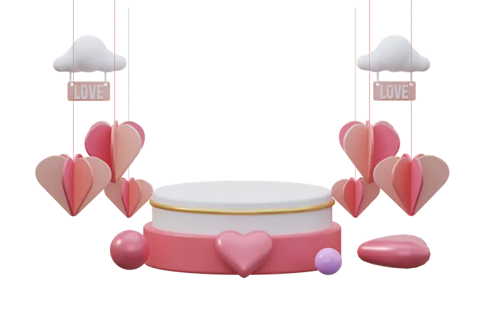 Valentines Day Podium 3D Illustration