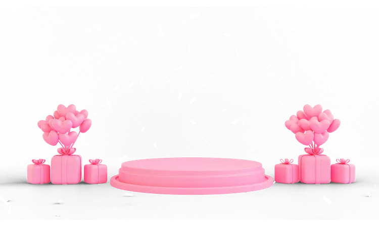 Valentine's day podium with gift 3D Illustration