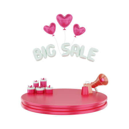 Valentines Day Sale Podium  3D Illustration