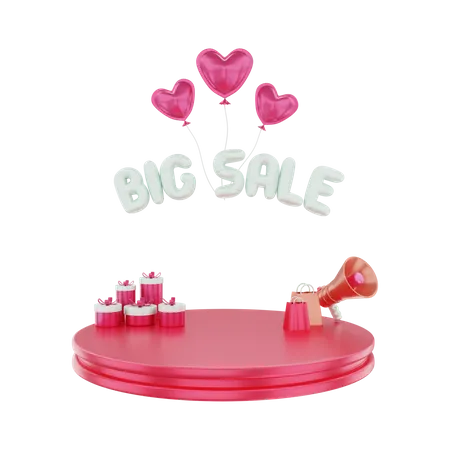 Valentines Day Sale Podium  3D Illustration