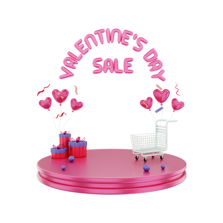 Valentines Day Sale Podium 3D Illustration