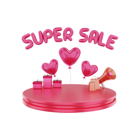 Valentines Day Super Sale  3D Illustration