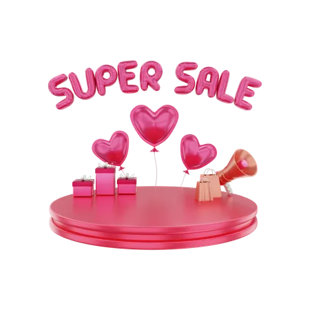 Valentines Day Super Sale 3D Illustration