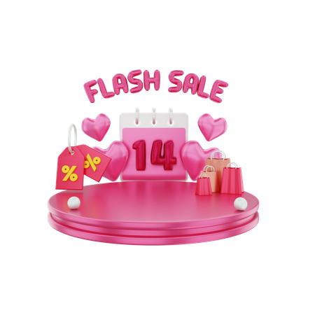 Valentines Flash Sale  3D Illustration