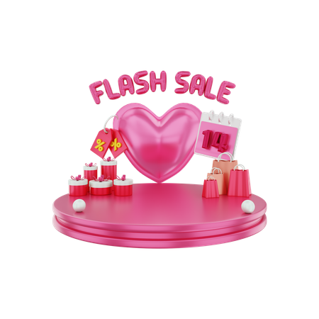 Valentines Flash Sale 3D Illustration
