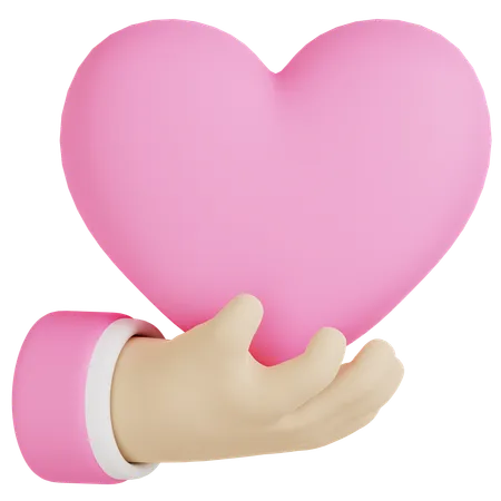 A 3 D Icon Of A Hand Holding A Pink Heart Symbolizing A Romantic Gift Perfect For Depicting The Act Of Giving Love On Valentines Day 3D Icon