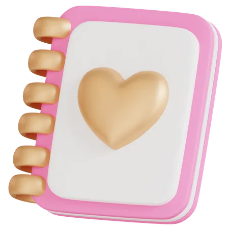 A 3 D Icon Of A Pink And White Notebook Adorned With A Golden Heart Ideal For Capturing Romantic Thoughts Sweet Notes And Love Messages 3D Icon