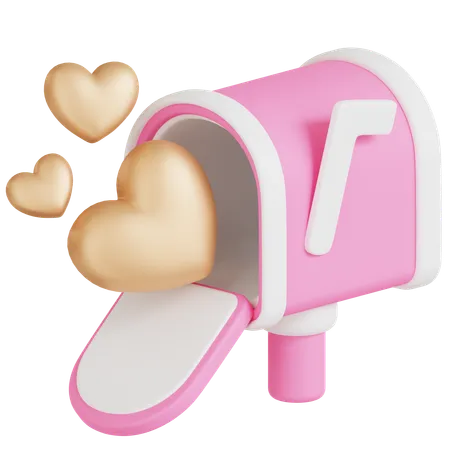 A 3 D Icon Of A Pink Mailbox With Golden Heart Icons Symbolizing Love Letters And Romantic Communication Ideal For Projects Related To Sending And Receiving Love Messages 3D Icon