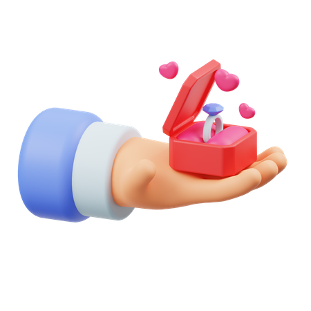 Valentinsring schenken  3D Illustration