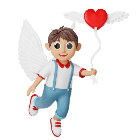 Valentine cupids ballon liebe schwebend charakter  3D Illustration