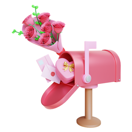 Valentinstag Briefkasten  3D Illustration