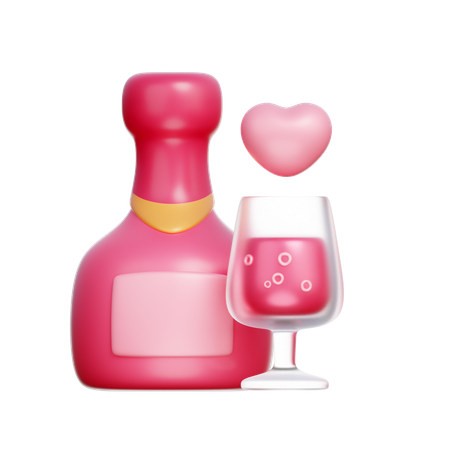 Champagner zum Valentinstag  3D Icon