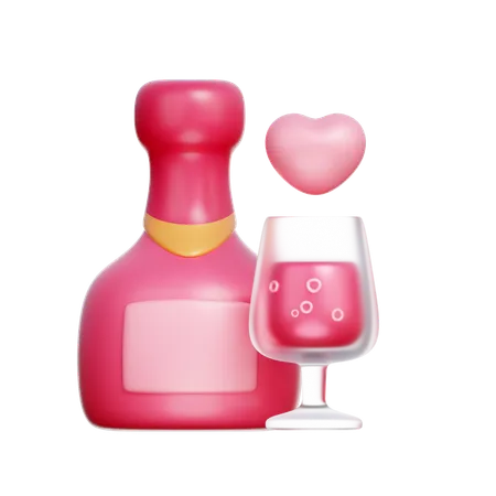 Champagner zum Valentinstag  3D Icon