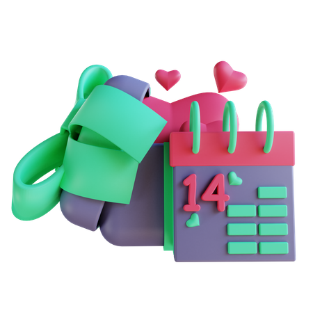 Valentinstag Datum  3D Illustration