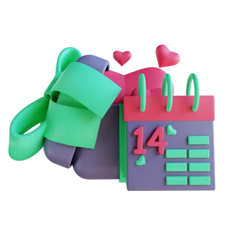 Valentinstag Datum  3D Illustration