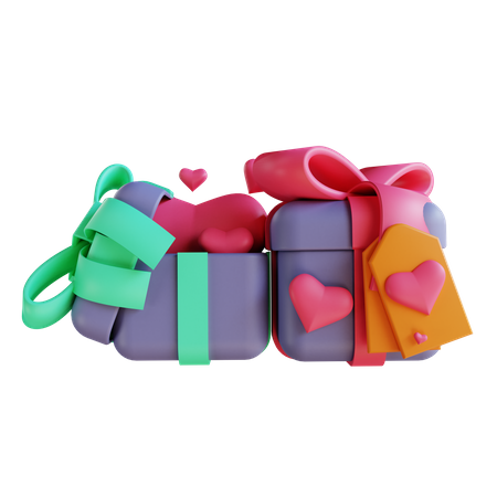 Geschenkboxen zum Valentinstag  3D Illustration