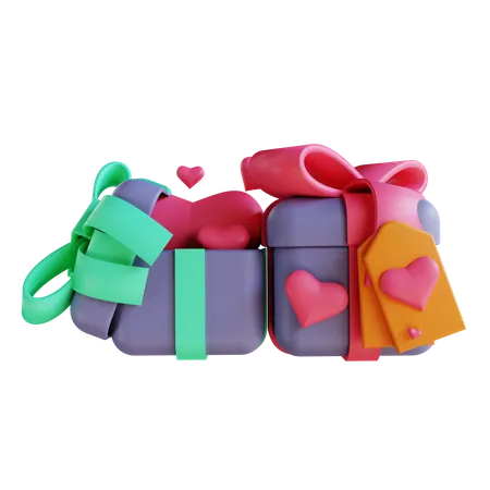 Geschenkboxen zum Valentinstag  3D Illustration