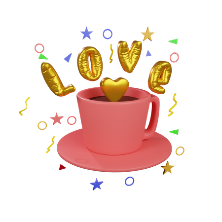 Kaffee-Date zum Valentinstag  3D Icon
