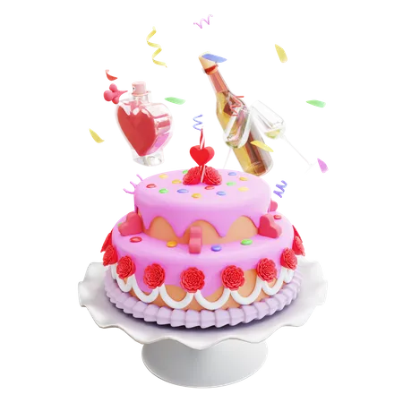 Valentinstag Kuchen  3D Illustration